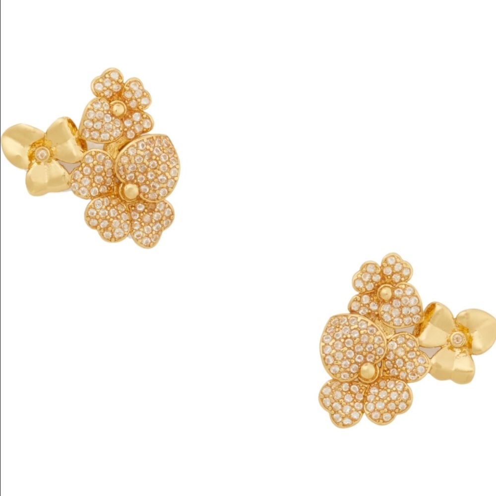 Kate Spade Gold Precious Pansy Pave Cluster Stud Earrings $68